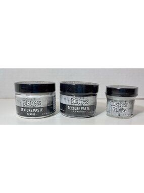 Tim Holtz Distress Texture Paste Opaque, Black Opaque & Glaze Lot of 3